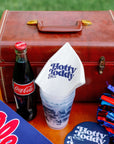 University of Mississippi (Ole Miss) white 3-ply cocktail napkins – alternate view