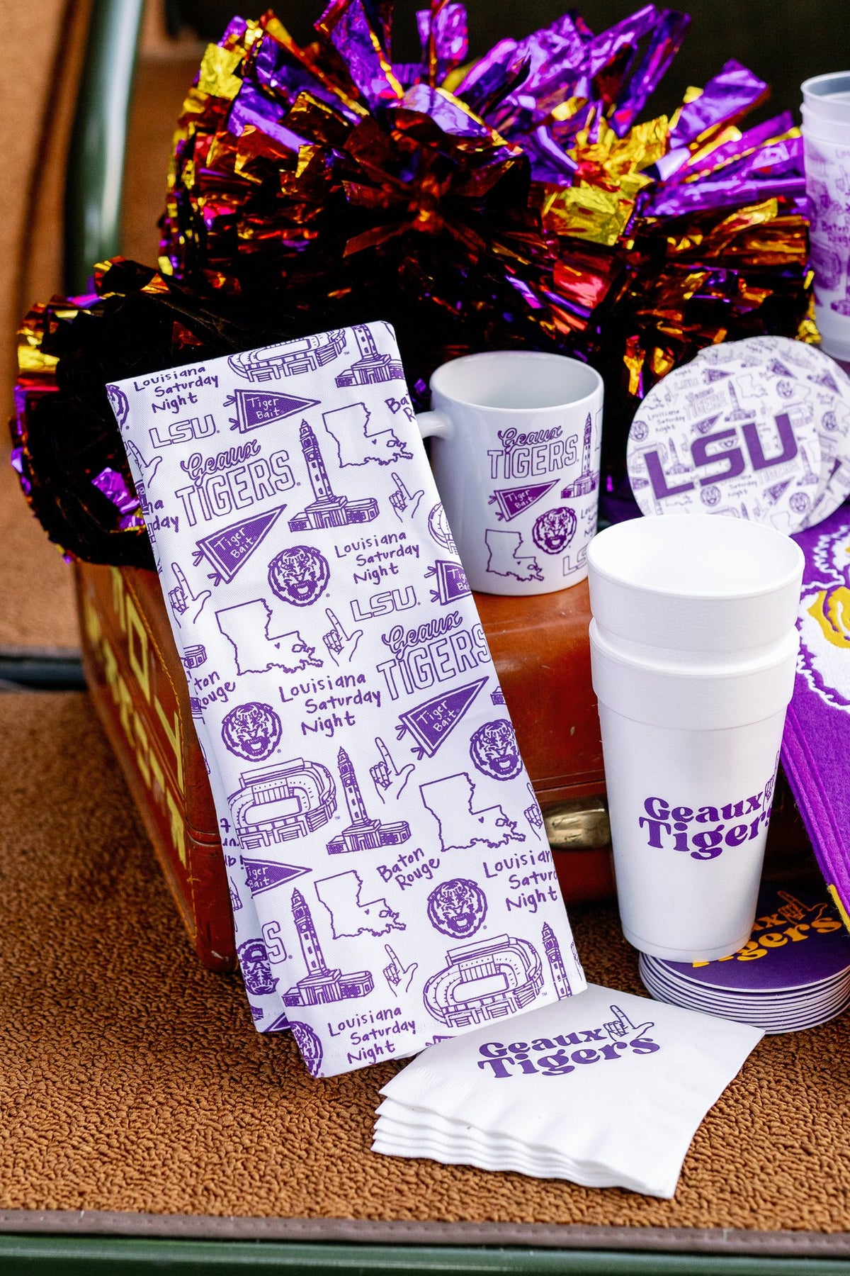 Louisiana State University (LSU) cotton kitchen towel – alternate view